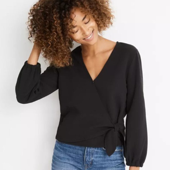 Madewell Texture & Thread ~Crepe Wrap Top - Picture 1 of 10